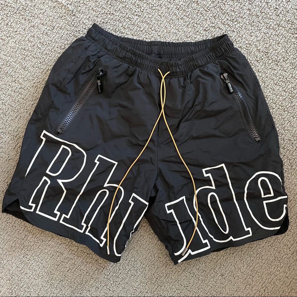 Rhude Swim Trunk in Black and White size Medium